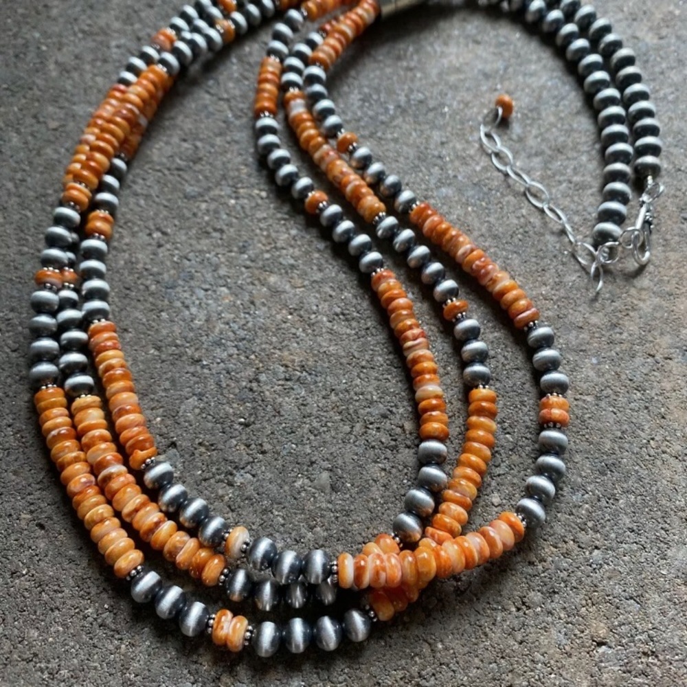 Sterlingsilver Multistrand Spinyoysterbeadnecklace - image 3